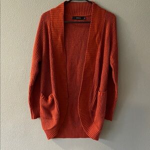 Zesica Burnt Orange Open Front Cardigan with Pockets Size Small